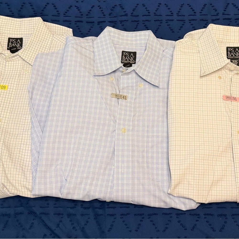 Jos. A Bank Men's Dress Shirts Blue, White, Cream 3 shirts VGUC size 16-34 Large